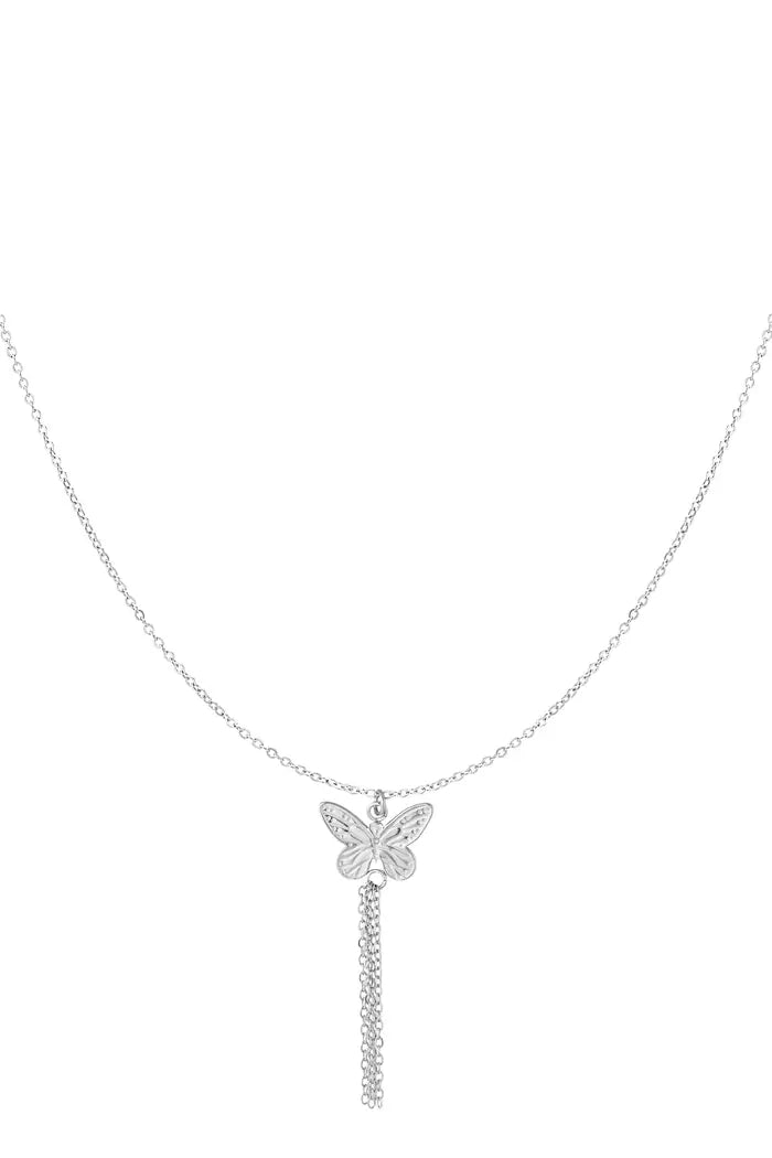 Stainless Steel Necklace Butterfly, Gold and Silver