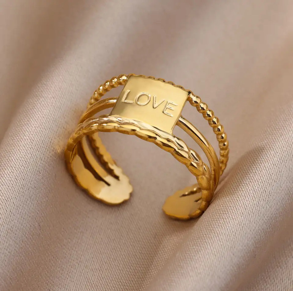 Adjustable Ring, made of 316L Stainless Steel in Gold