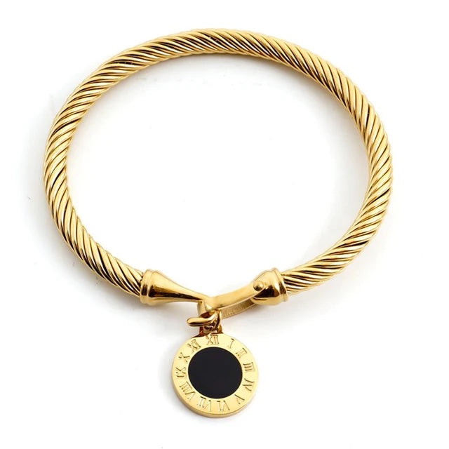 Bracelet, Bangle made of 316L Stainless Steel in Gold-Black and Silver Black