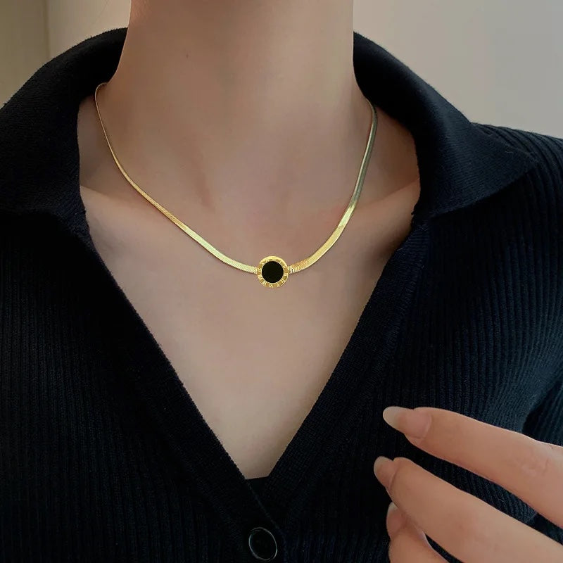 Stainless Steel Necklace, Gold-Black