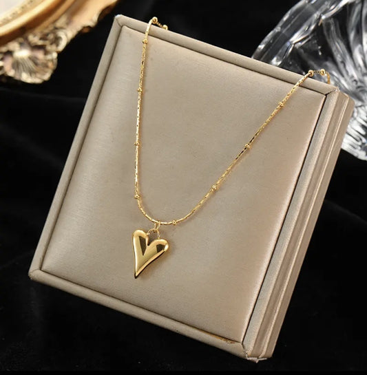 Stainless Steel Necklace Heart, Gold