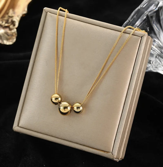 Stainless Steel Necklace with 3 Bullets, Gold